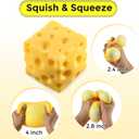 Cheese Squishy Cube Block, Squishy Fidget Toys for Adults & Teens, Easter Basket Stocking Stuffers, Sensory Stress Ball Squeeze Toys for Stress Relief (Yellow 2.4 in)