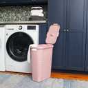 Mind Reader Slim Laundry Hamper with Lid, 40L Clothes Basket, Narrow Tapered Design with Ventilated Cutout Pattern, Plastic, Pink