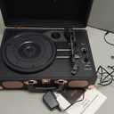 Record Player Wireless Portable Suitcase Vinyl Player with Built-in Speakers Retro Style Record Player for Vinyl Records 3-Speed RCA Line Out AUX in Vintage Turntable Upgrade Black