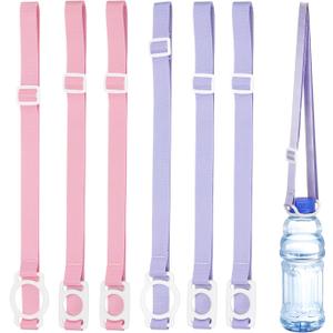 PATIKIL Water Bottle Lanyard, Adjustable Holder Shoulder Strap with White Carrier Ring for Hiking Walking Outdoor (Pink/Purple)
