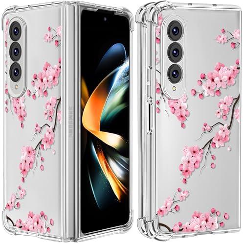 Buleens for Samsung Galaxy Z Fold 2 Case - Clear Flexible TPU Women Girls Cute Protection Phone Cover Slim Fit Shockproof Aesthetic Girly Design for Samsung Z Fold 2 Case, Blossom