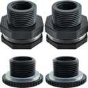 YSIL PVC Bulkhead Fitting 1.5 Inch Female Water Tank Connector Pipe Fitting with Plugs for 2-9/16"(65 mm) Water Tanks, Aquariums,Rain Barrels,Pools (2 Pack)