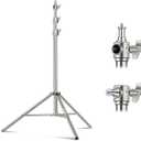 NEEWER 7.2ft/2.2m Stainless Steel Light Stand, Spring Cushioned Heavy Duty Photography Tripod Stand with 1/4 to 3/8 Screw Adapter for Strobe,LED Video Light,Ring Light, Monolight, Softbox