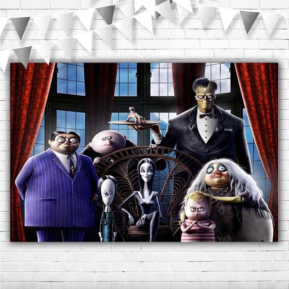 RURU Addams Family Backdrop for Party 5x3ft Vinyl Addams Family Party Supplies Birthday Decorations Invitations Cake Table Room Walll Decor Banner Poster Photography Background Booth Props