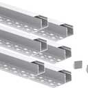 Laudert Drywall LED Channel, Trim Edge Tile LED Aluminium Channel with Milky Diffuser, Trimless Recessed Plaster in Channel Profile for LED Strip Light (6 * 3.3ft (1m))