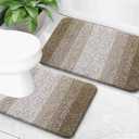 OLANLY Bathroom Rug Set 2 Piece, Soft Absorbent Microfiber Bath Mats and U-Shaped Contour Toilet Rug, Non-Slip, Machine Wash Dry, Plush Shaggy Bath Mats for Bathroom (24"x16"+24"x20", Coffe)