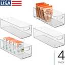 iDesign Plastic Stackable Pantry Bin with Handles, Set of 4, Clear