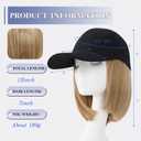 Hat Wigs for Women Baseball Cap with Hair Extensions Short Straight Bob Hairstyle Caps with Hair Attached Adjustable Baseball Cap Wig for Daily Party(12inch)