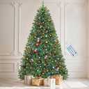 DWVO 6ft Pre-lit Artificial Christmas Tree, Spruce Prelit Christmas Trees for Home, Office, Party with 1000 Thickened Branch Tips & 250 UL Listed Lights Green, Automatic Branches with Remote Control