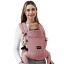 Baby Carrier Newborn to Toddler 7-45 lbs with Natural Material, Ergonomic Design,Versatile and Adjustable,Hands Free for Moms & Dads, Pink