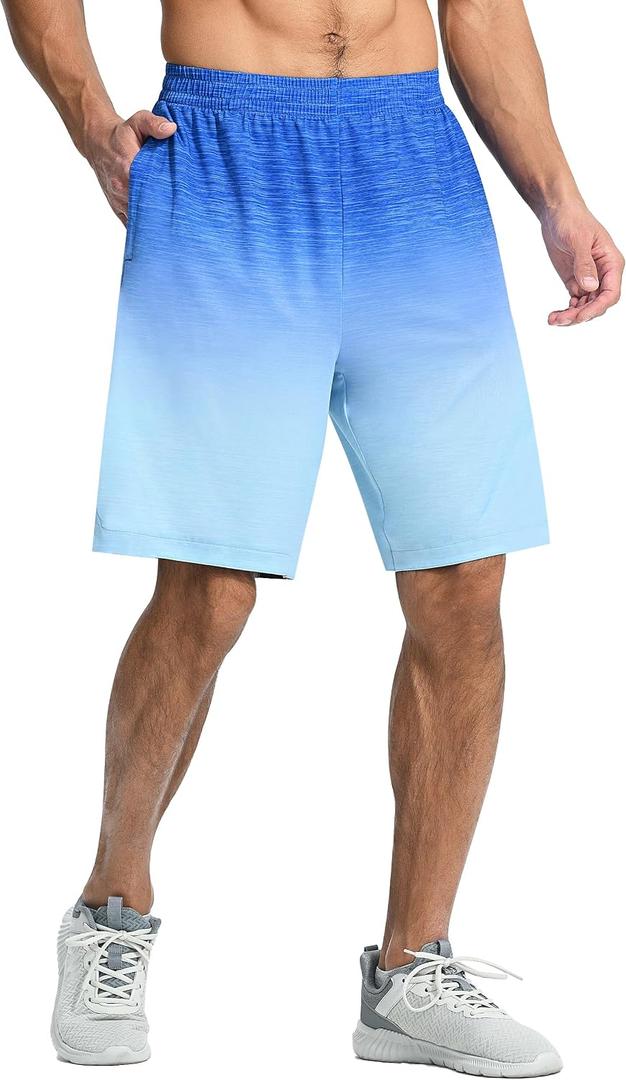 EZRUN Men's 9" Quick Dry Basketball Workout Shorts with Zip Pockets