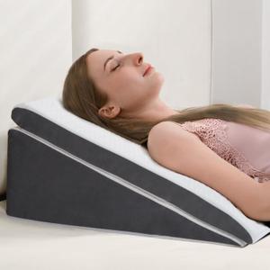 Vekkia 2-Pack Adjustable Wedge Pillow for Sleep Apnea & Back Pain, Memory Foam Triangle Pillow for Acid Reflux, GERD, Snoring, Surgery Recovery, Leg Elevation, 2 Heights & Softness Options(10IN)