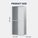 Stainless Steel Shower Niche 24" X 12" No Tile Needed Niche Shower with Two-Tier Recessed Wall Niches Insert for Bathroom Kitchen Storage, Brushed Nickel, 12W * 24H