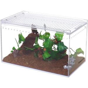 NANEEZOO Magnetic Acrylic Enclosure 10x6x6 Inch Tall Long Case Reptile Habitat Terrarium cage for Terrestrial Arboreal Tarantula Scorpion Sling Isopods Lizards Invertebrates Insect Mantis