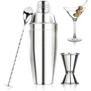 Ohtomber 24OZ Cocktail Shaker Set - Cocktail Bar Martini Drink Shaker Set with Strainer, Stainless Steel Bartender Kit Drink Mixer with Jigger, Mixing Spoon, Bar Accessories for Beginners