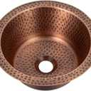 Monarch Abode Kitchen & Bar Sink – 12-inch Essex Dual Mount Drop in Bar Prep Sink, Hand Hammered Pure Copper Sinks, Drop in or Undermount Kitchen Sinks, Single Circular Dual Mount Bowl