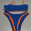 MIKETAI Bikini Sets for Women 2 Piece Swimsuit High Cut Adjustable Spaghetti Straps Color Block Bathing Suit for Women (Blue, M)
