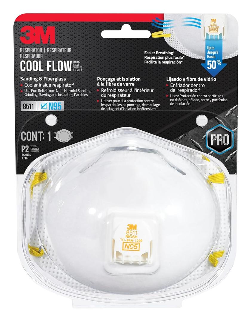 3M Valved Respirator 8511, Disposable Respirator, 1 per pack