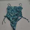 Yonique Women Strapless One Piece Swimsuit Tummy Control Bandeau Bathing Suit Cheeky Swimwear (Large, Green Paisley)