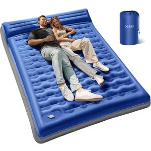 OGERY Sleeping Pad for Camping, 6" Extra-Thick Reinforced Camping Sleeping Pad with Pillows & Built-in Foot Pump, Ultralight Self Inflating Air Mattress Mat for Tent Hiking Essentials Gear (Full, Blue)