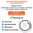 WH08X32657 Washer lid Lock and Harness for GE, Replace WH08X31222 4963152 AP7033485 PD00070146 PS16619254, for Model GTW335ASN2WW GTW465ASN2WW GTW465ASN9WW HTW240ASK6WS GTW220ACK7WW GTW465ASN3WW