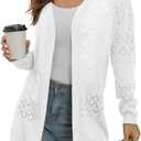 GRECERELLE Women's Lightweight Crochet Long Sleeve Loose Casual Open Front Cardigan Drape Sweaters Boho Summer Beach Coverups (XX-Large)