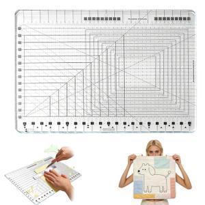Slotted Quilting Ruler - Extra Large 17-3/4" x 22" Professional Template, Non-Slip Thickened Acrylic for Cutting Fabric Strips, Long Arm Sewing, Diamond-Shaped Holes (Trans)