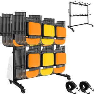 Folding Chair Rack, Folding Chair Cart with Wheels Heavy Duty, Holds Up to 96 Chairs, Chair Storage Dolly for Transport Organize Chairs