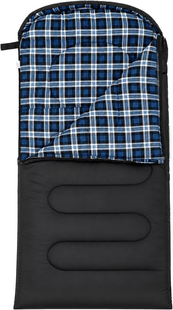 100% Cotton Flannel XXL 3-4 Season Sleeping Bags for Adults, 87"x36"/220cm x 90cm