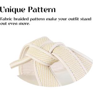 Putu Women's Flat Sandals Square Toe Slide Sandals Braided Sandals for Vacation Beige 10