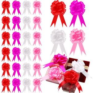 100 Pcs 5 Inch Christmas Pull Bows for Gift Wrapping, Gift Wrapping Pull Bows with Ribbon for Christmas Presents Wedding Decor Basket Bag Holiday Decor(Elegant Color)