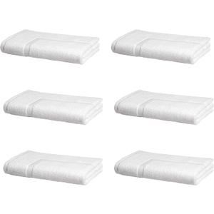 Amazon Basics Premium 100% Cotton, Absorbent Soft Bath Mat, Machine Washable, 684 GSM, White, 30" x 20" Hotel Spa Shower/Bathtub Mats, Pack of 6