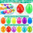 12 Pack Easter Eggs Prefilled with Light Up Glitter Squeeze Squishy Stress Balls Relief Fidget Toys Filler , Glow in The Dark Easter Basket Stuffers Essential Gift Kids Adults Surprise Egg Hunt Favor