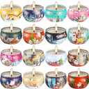 16 Pack Christmas Scented Candles Gift Set 2.5oz Strong Fragrance jar Candles Natural Soy Wax Candles Portable Travel Tin Jar Candles Gifts for Home Scented Decoration Birthday Valentine'sDay
