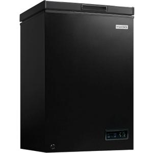 Igloo 3.5 Cu Ft. Upright Deep Freezer Chest- Deep Freezer with Quick Freezing System & Adjustable Thermostat- Low Noise Freezer with Removable Basket & LED Lights for Homes, Garages & Basements- Black