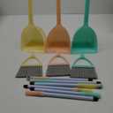Mini Broom with Dustpan-Small Housekeeping Cleaning Sweep for Kitchen Bathroom Pet Nest Boat(3set,Blue+Orange+Yellow)