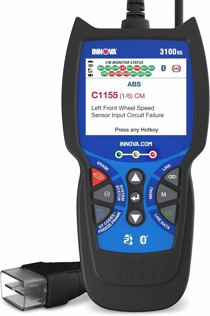 INNOVA 3100RS, OBD2 Scanner, ABS SRS Airbag Scan Tool with Airbag Light & Oil Light Reset, Stream Graph & Record Live Data, Get Suggested Repair & Parts on iPhone or Android