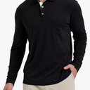 Men's Fashion Polo Shirts Casual Lightweight Long Sleeve Button Shirt with Pocket XL