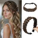 CJL HAIR 2PCs Braided Headbands Hair Piece for Women Synthetic Hair Hoops Head Bands Handmade Braid Hairband Accessories Elastic Stretch Headwrap Coffee Brown