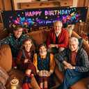 2 x Nuxovilar Neon Glow Happy Birthday Banner with Floral & Star Design, 78.7"x17.7" Bold Colorful Party Decorations Backdrop for Indoor Outdoor Celebrations, Parties & Events (UJ00652)