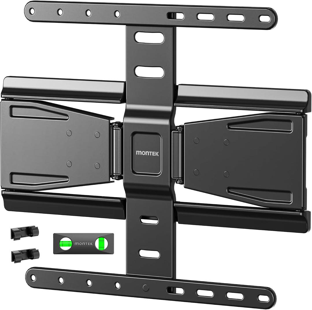 monTEK 0.77" Ultra Slim TV Wall Mount for 37-75 Inch TVs, Thin Low Profile Full Motion TV Wall Mount with Articulating Dual Arms, 4X Weight Tested, Max VESA 400x400mm, Fits 16/18" Studs