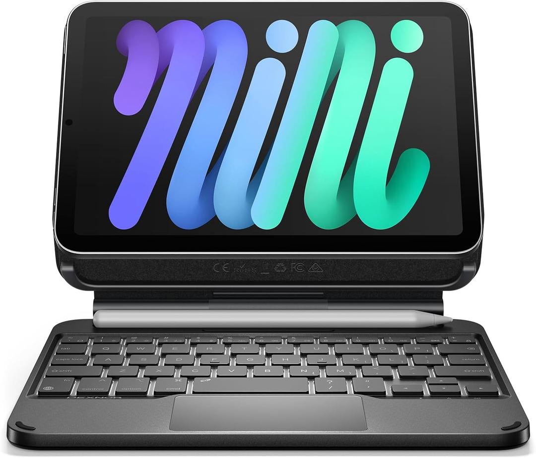 Dexnor for iPad mini 7 (A17 Pro)/Mini 6 Case with Keyboard, Magnetic Floating Cantilever Stand with Trackpad Pencil Holder Backlit Keyboard Case for iPad mini 7th(2024)/6th (2021) Generation, Black