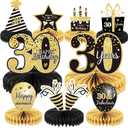 9 Pieces 30th Birthday Decoration 30 th Birthday Centerpieces for Tables Decorations Cheers to 30 Years Honeycomb Table Topper for Men and Women Thirty Years Party Decor Supplies