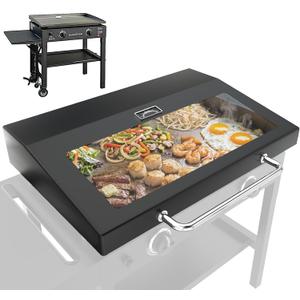 5857 Upgrade Glass Griddle Hinged Lid for Blackstone Omnivore 28 inch (2024 Model) Griddle Lid Hood,Clear View Grill Top Hard Cover for Blackstone 1517 2147 2206 2287 2269 Flat Top Grill Accessories