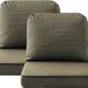 Outdoor Cushions for Patio Furniture Set of 2, 24"x24" Water Repellent Chair Cushions Removable Seat Bottom & Back Cushion Covers for Chair, Sofa, Couch, Dark Black Tan Stripe