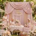 50ft x 12ft Dusty Pink Backdrop Curtains for Parties, Wrinkle Free 10 Panels Photo Backdrop Drapes Back Drop Cloth for Wedding Birthday Photography Background Decor