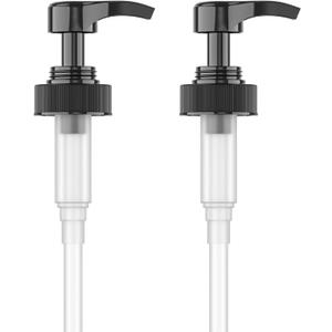 Gallon Pump Dispenser for Gallon Glass Jugs or Plastic Bottles - Compatible with Listerine Pump 1-1.5L Bottle Heavy-Duty for Snow Cone Syrup, Soap, Condiments, Detergent - Pack of 2 Black Pumps