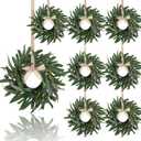 8 Pcs Artificial Green Olive Wreaths Greenery Wreath with Olive Leaves Mini Green Kitchen Cabinet Wreaths Swag Spring Summer Wreath for Front Door Porch Wall Window Farmhouse Wedding Decoration