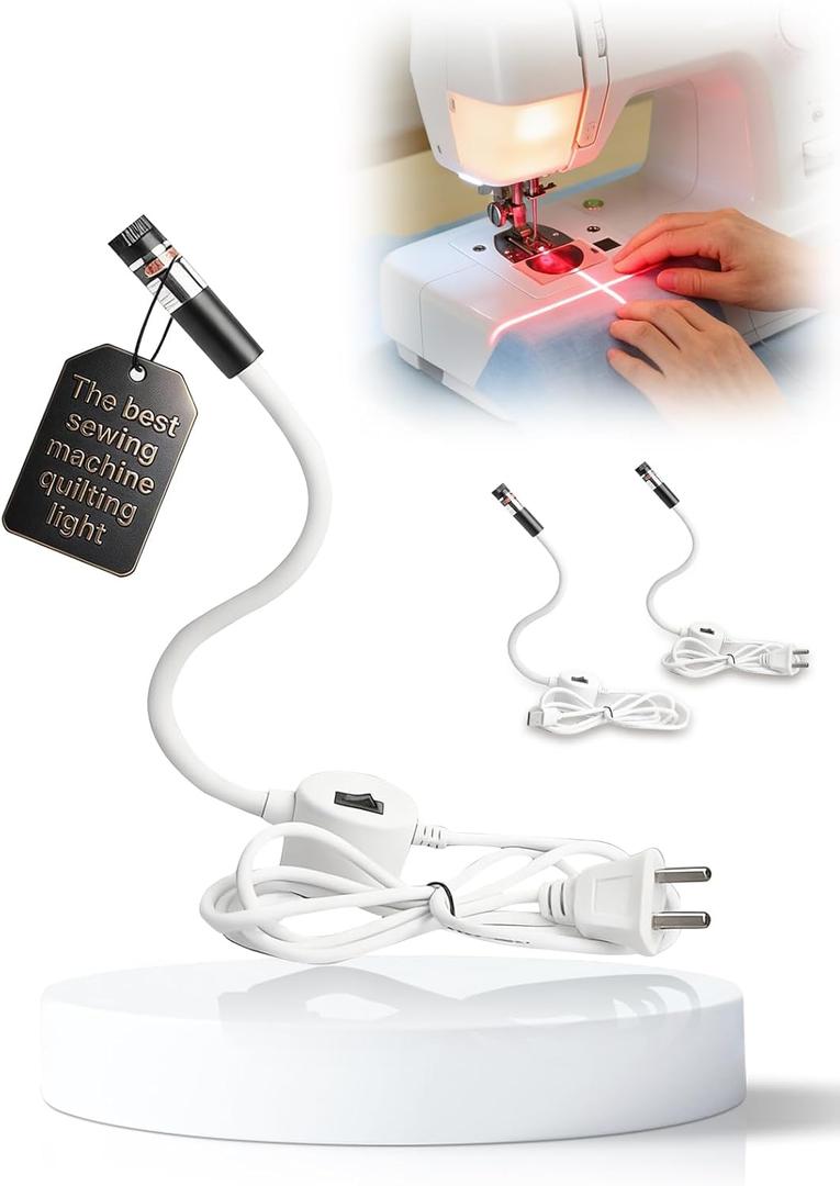 Magnetic Positioning Quilting Light for Sewing Machine Laser Miter Saw Seam Accessories Guide Stitch Straight Line Red with Accurate Alignment Sticker Heat Press Marking System Lazer (Crosslight-Plug)
