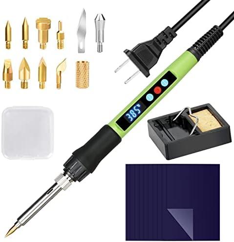Wood Burning kit, 100W Professional WoodBurning Pen Tool, DIY Creative Tools with LED Display Adjust Temp Switch 180~500℃,Wood Burner for Embossing,Carving,Pyrography,Suitable for Beginners,Adults